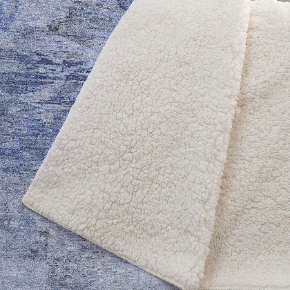Premium Machine Washable ASB595 Blue 50" x 70" Sherpa Throw Blanket. Picture 2