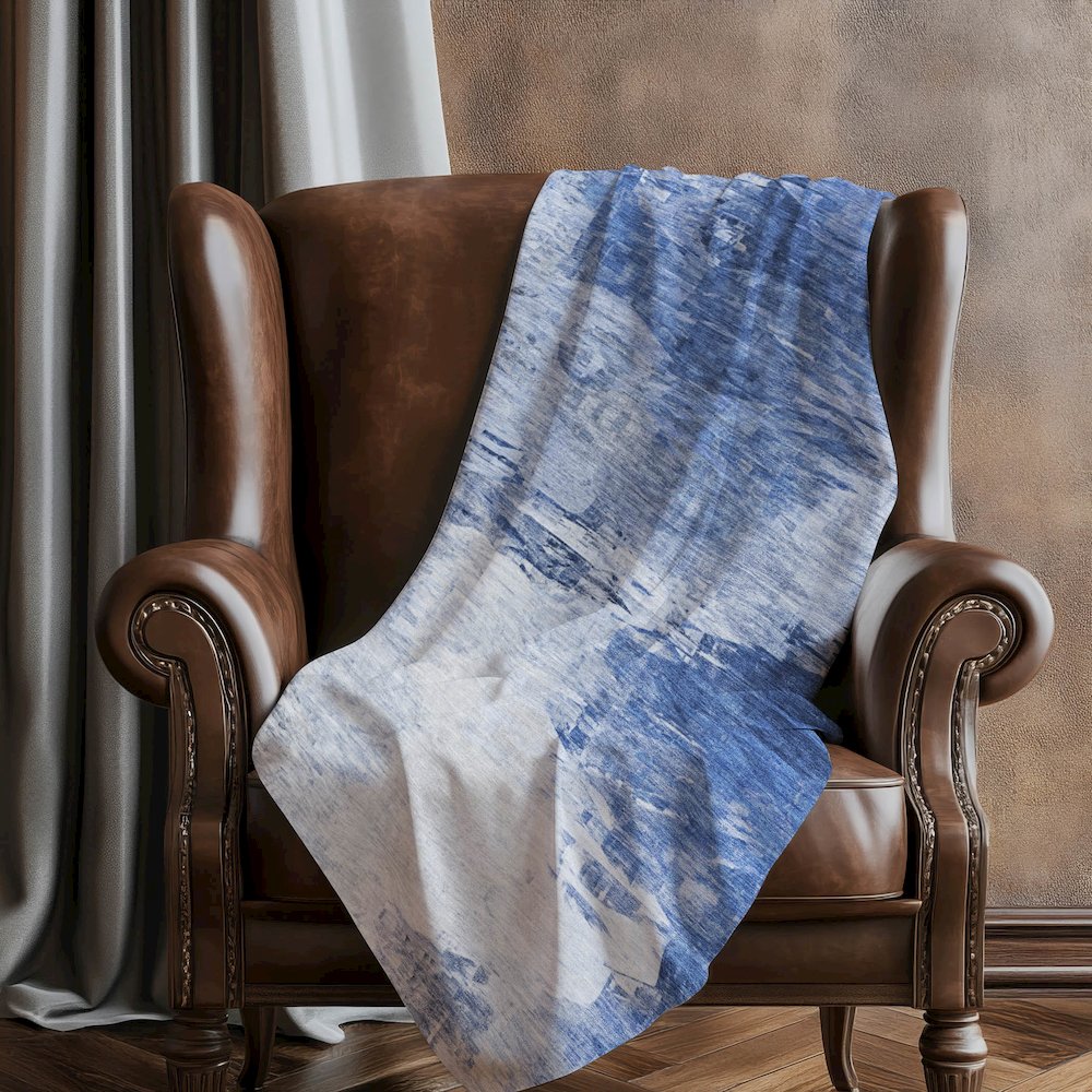 Premium Machine Washable ASB595 Blue 50" x 70" Sherpa Throw Blanket. Picture 5