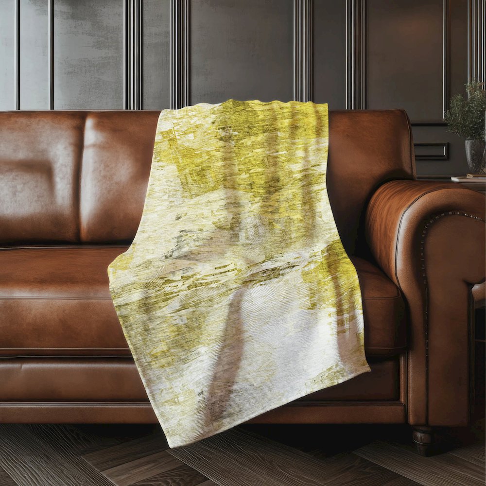 Premium Machine Washable ASB595 Gold 50" x 70" Sherpa Throw Blanket. Picture 4