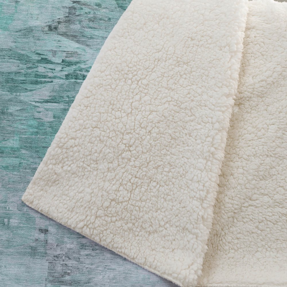 Premium Machine Washable ASB595 Teal 50" x 70" Sherpa Throw Blanket. Picture 2