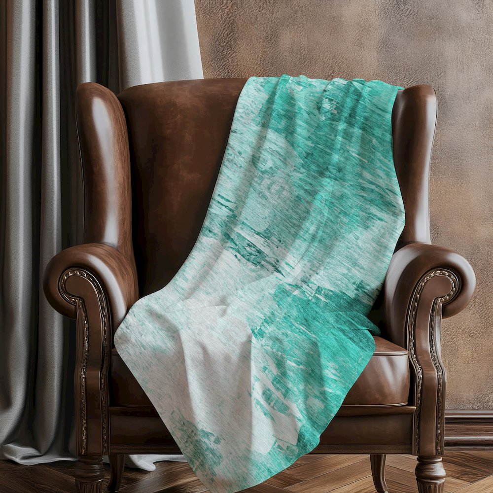 Premium Machine Washable ASB595 Teal 50" x 70" Sherpa Throw Blanket. Picture 5
