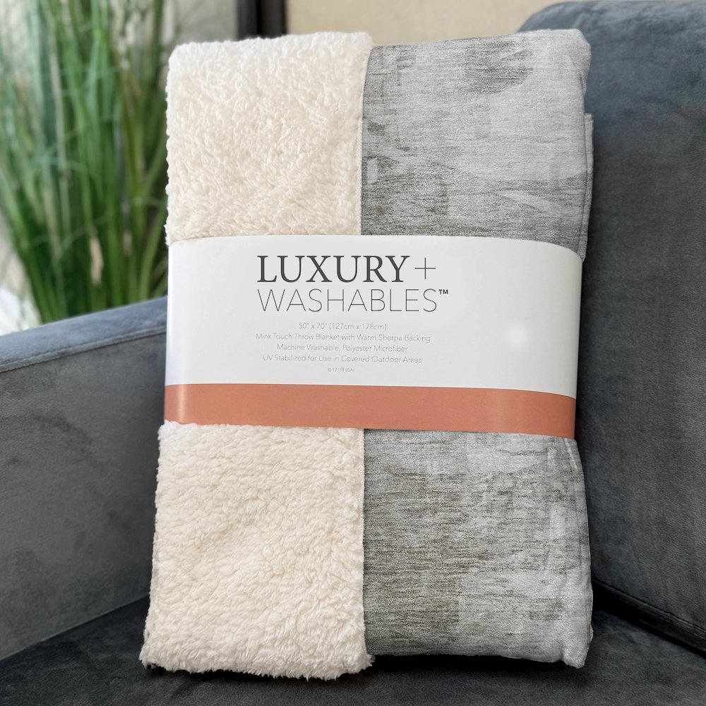 Premium Machine Washable ASB597 Beige 50" x 70" Sherpa Throw Blanket. Picture 3