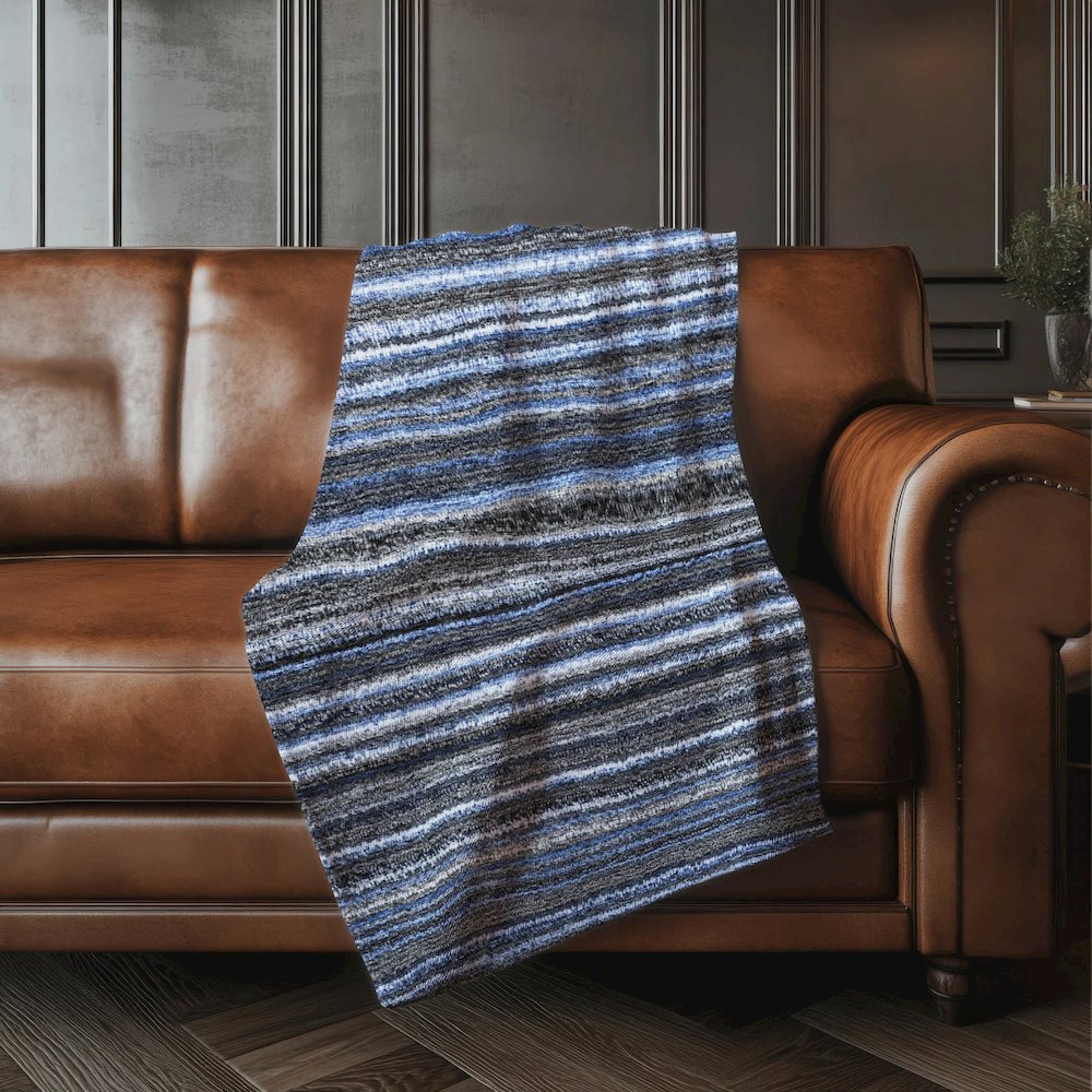 Premium Machine Washable ASB598 Blue 50" x 70" Sherpa Throw Blanket. Picture 4