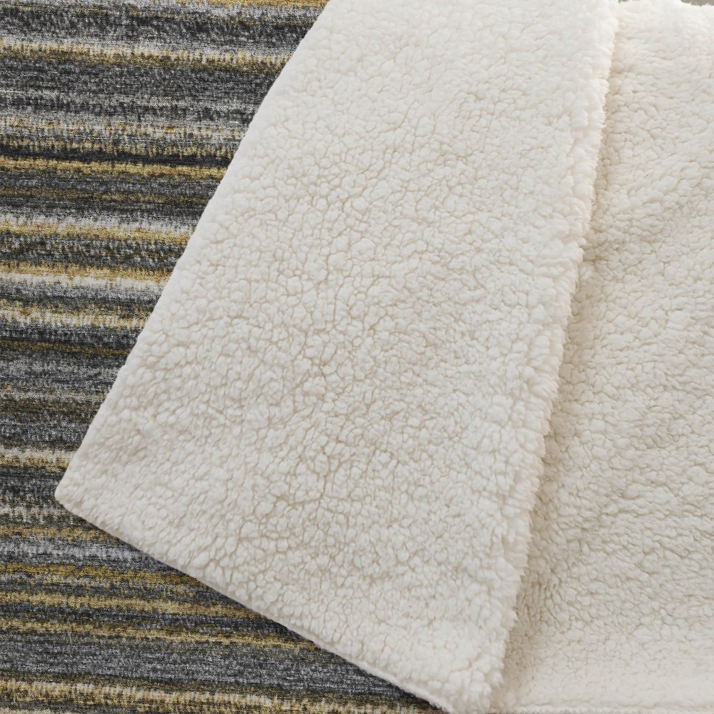 Premium Machine Washable ASB598 Gold 50" x 70" Sherpa Throw Blanket. Picture 2