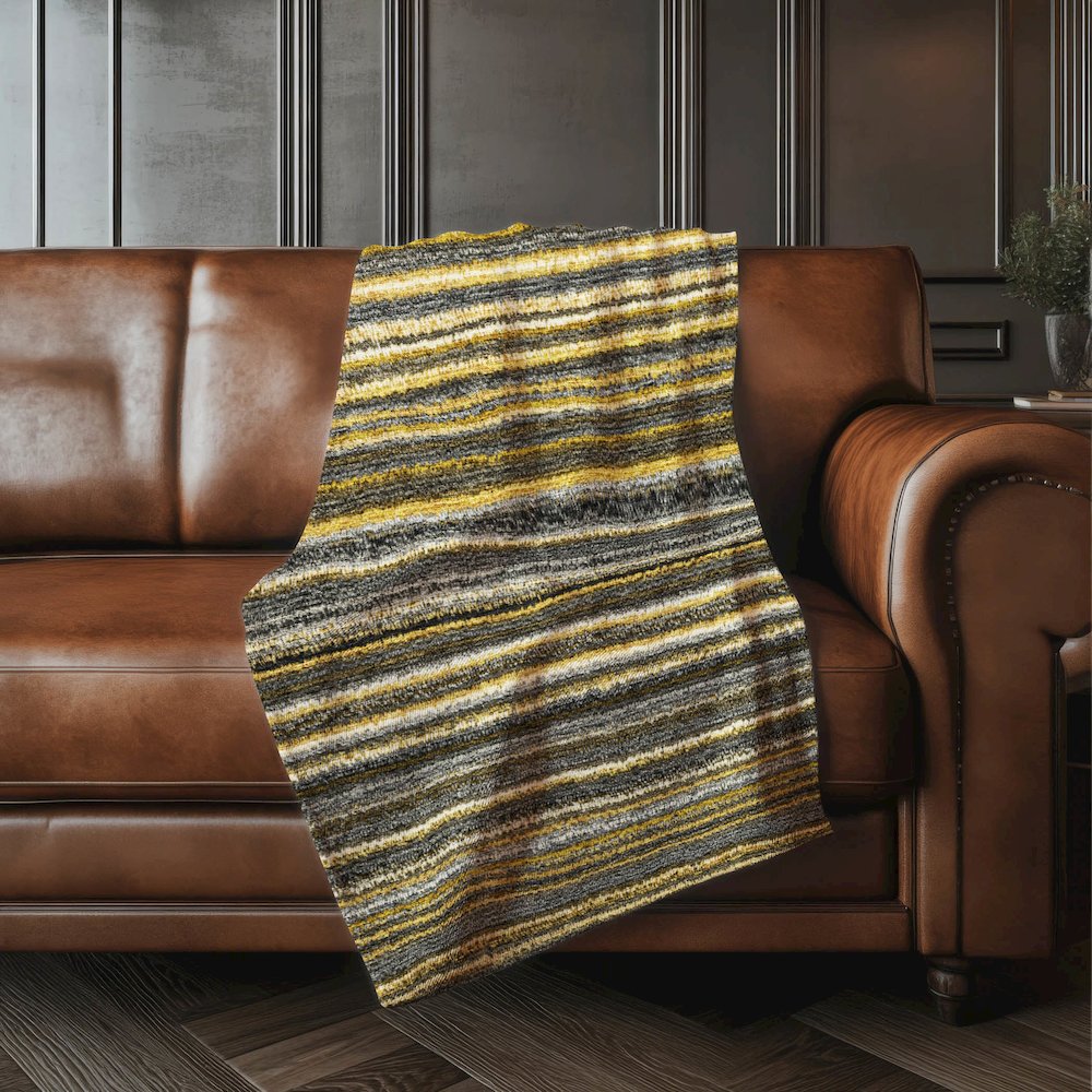 Premium Machine Washable ASB598 Gold 50" x 70" Sherpa Throw Blanket. Picture 4