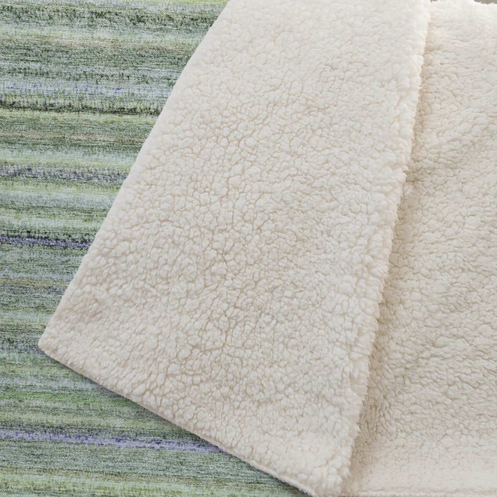 Premium Machine Washable ASB598 Green 50" x 70" Sherpa Throw Blanket. Picture 2