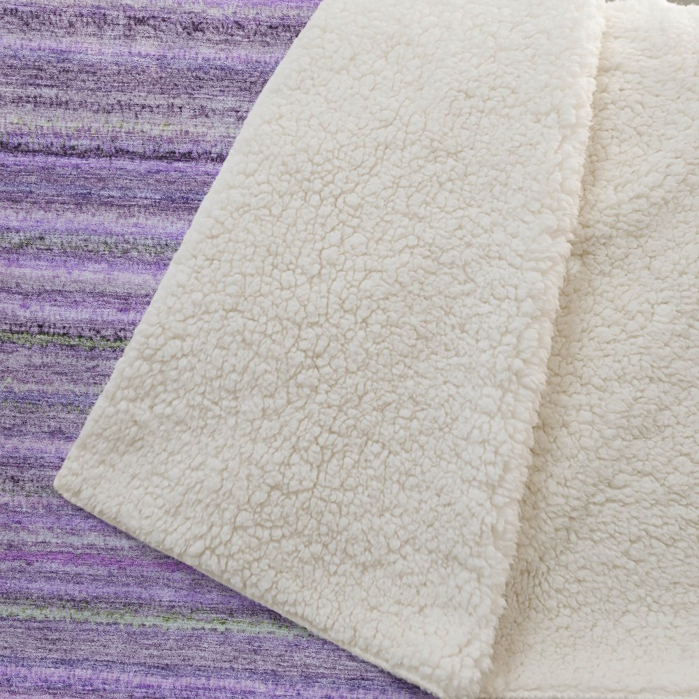 Premium Machine Washable ASB598 Purple 50" x 70" Sherpa Throw Blanket. Picture 2