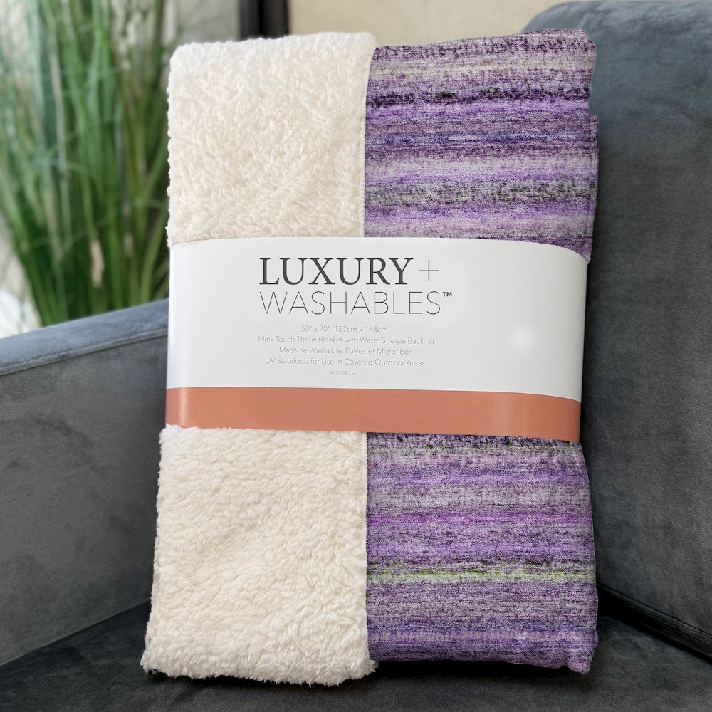 Premium Machine Washable ASB598 Purple 50" x 70" Sherpa Throw Blanket. Picture 3