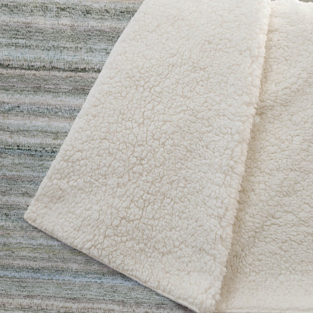 Premium Machine Washable ASB598 Sage 50" x 70" Sherpa Throw Blanket. Picture 2