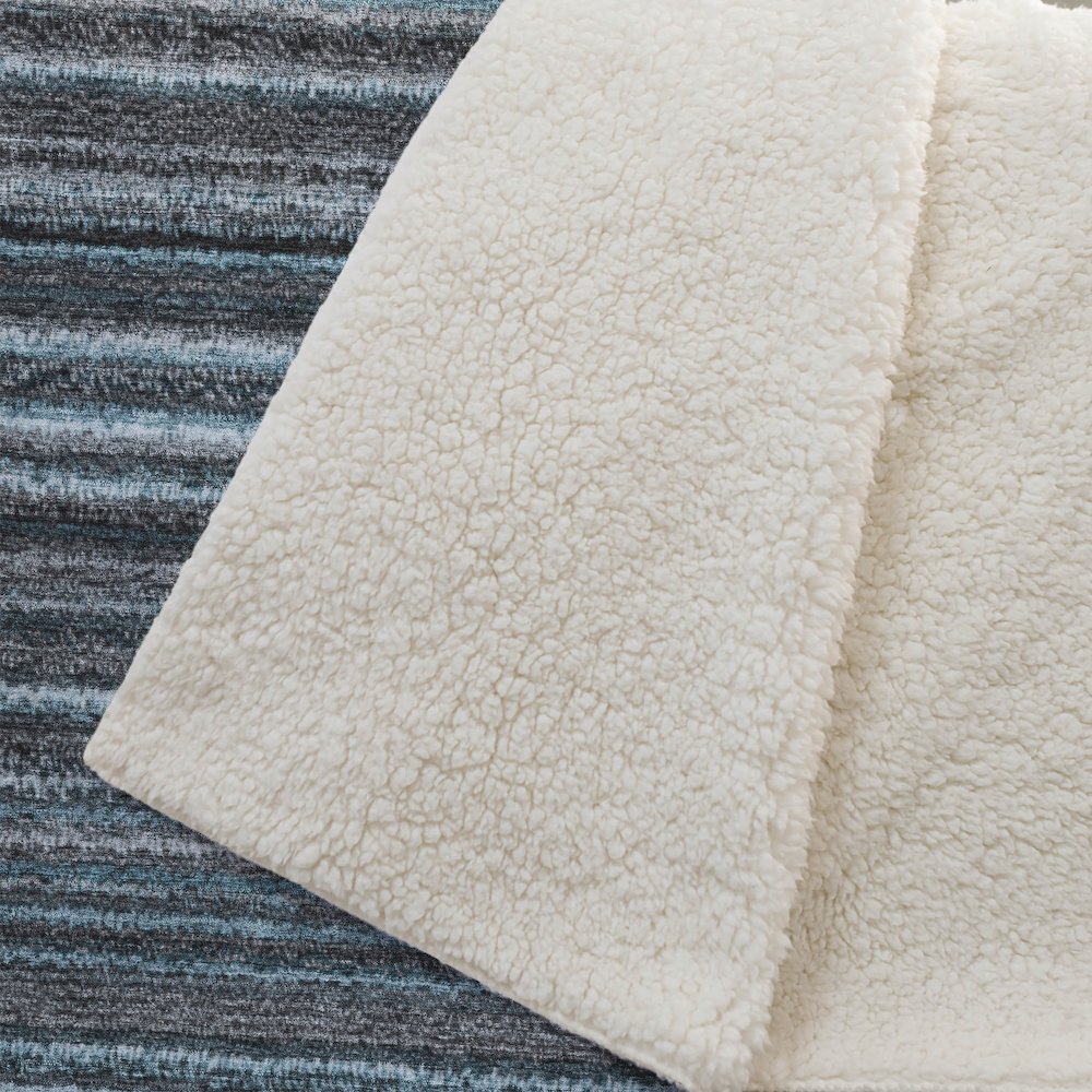Premium Machine Washable ASB598 Teal 50" x 70" Sherpa Throw Blanket. Picture 2
