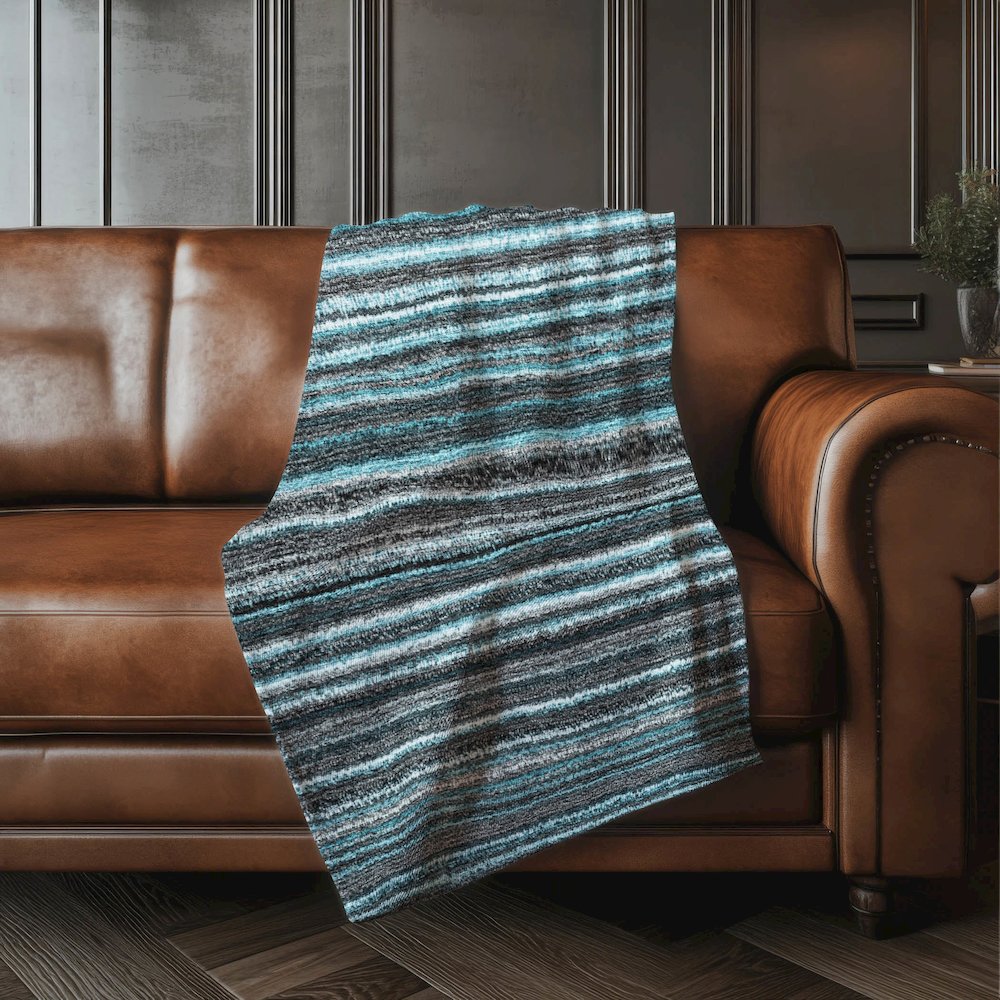 Premium Machine Washable ASB598 Teal 50" x 70" Sherpa Throw Blanket. Picture 4