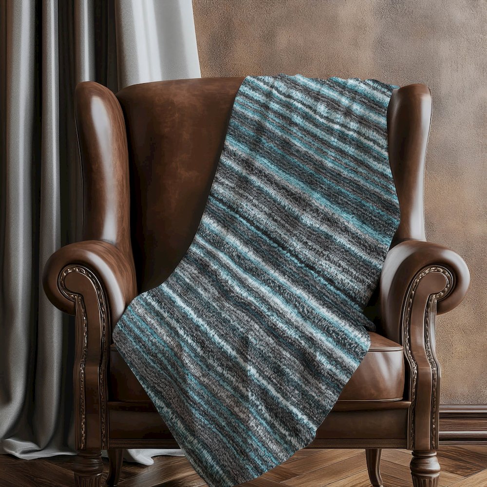 Premium Machine Washable ASB598 Teal 50" x 70" Sherpa Throw Blanket. Picture 5
