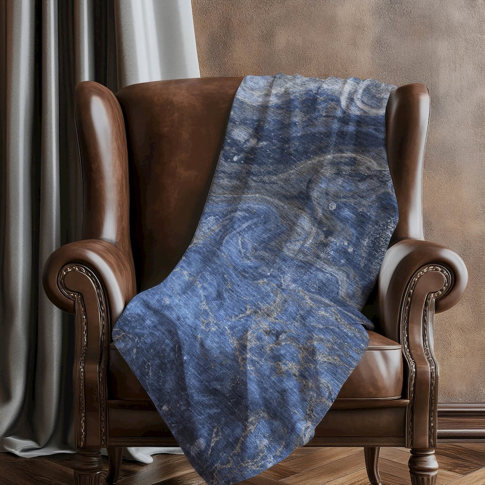 Premium Machine Washable ASB599 Blue 50" x 70" Sherpa Throw Blanket. Picture 5