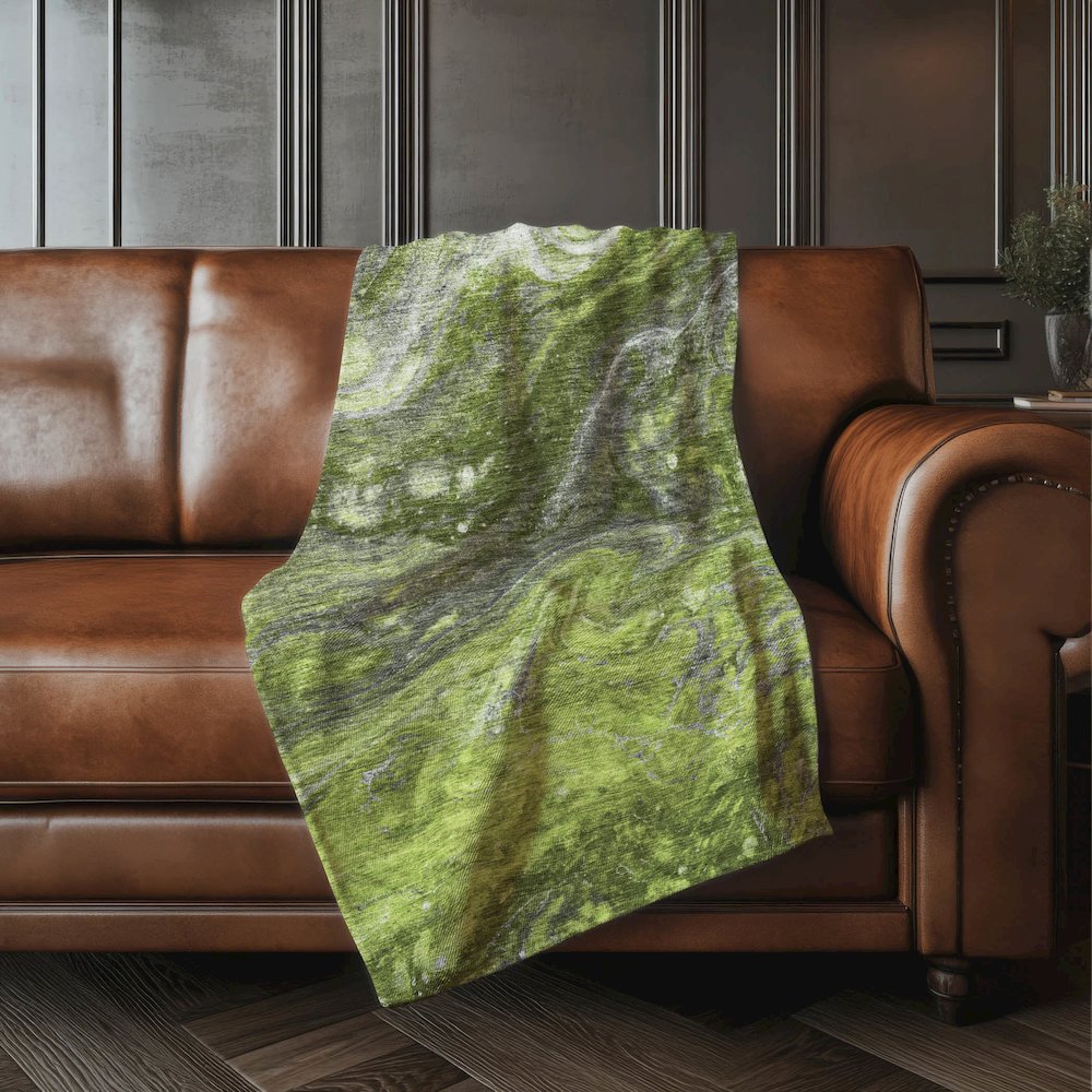 Premium Machine Washable ASB599 Green 50" x 70" Sherpa Throw Blanket. Picture 4