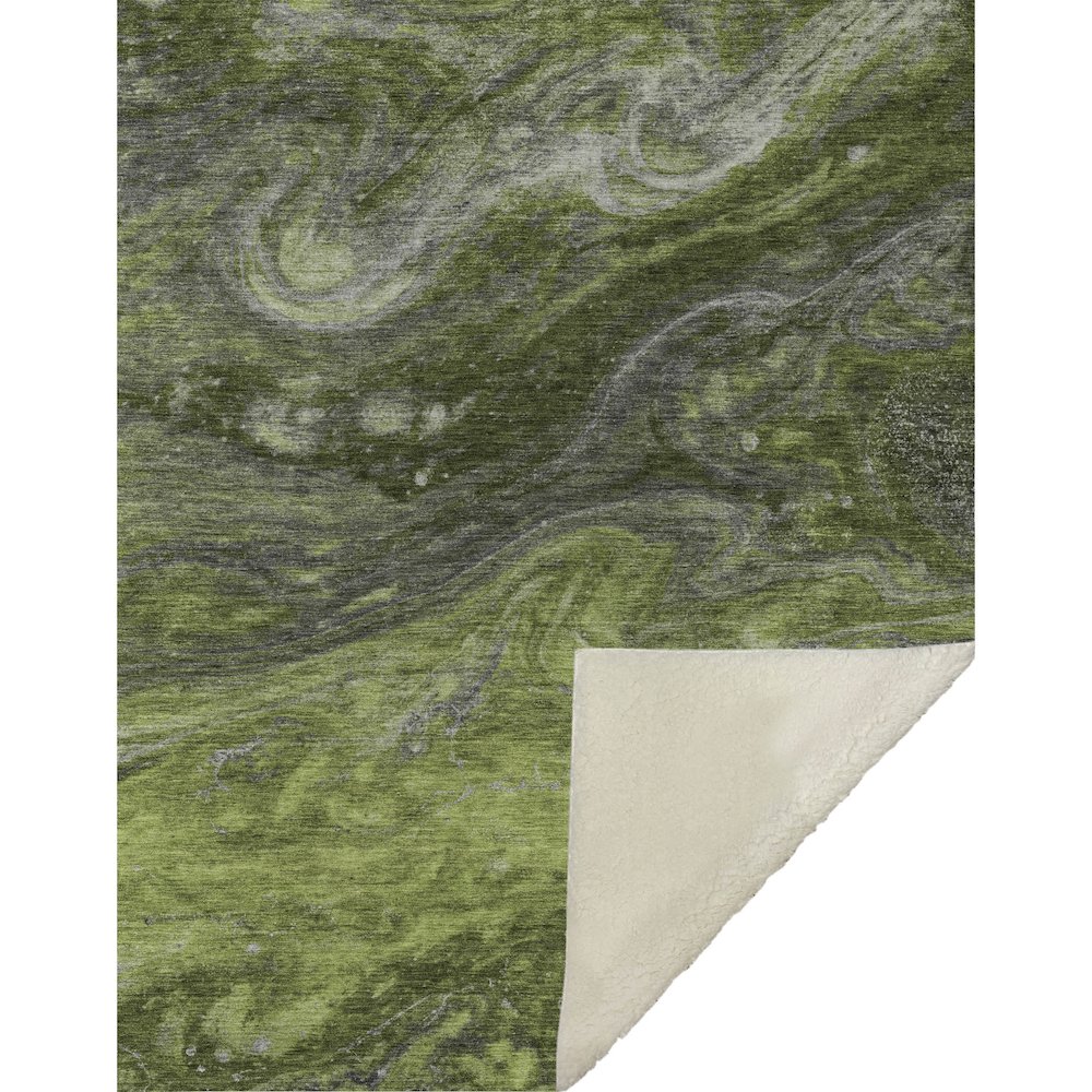 Premium Machine Washable ASB599 Green 50" x 70" Sherpa Throw Blanket. Picture 1