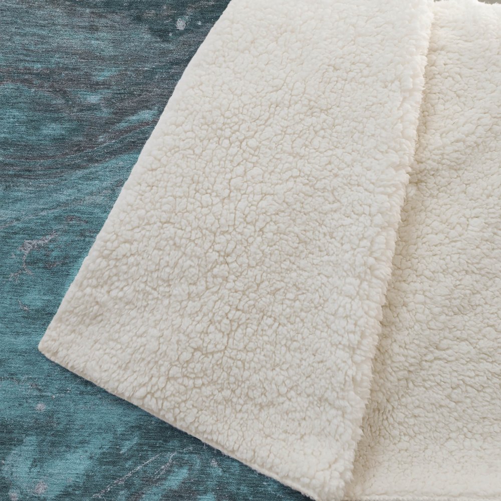 Premium Machine Washable ASB599 Teal 50" x 70" Sherpa Throw Blanket. Picture 2