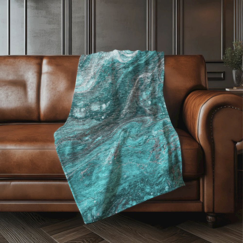 Premium Machine Washable ASB599 Teal 50" x 70" Sherpa Throw Blanket. Picture 4