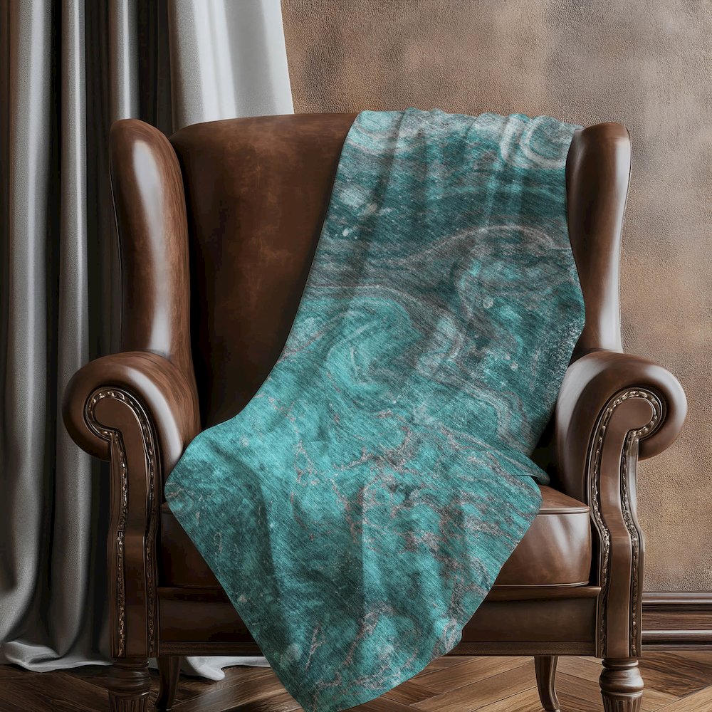 Premium Machine Washable ASB599 Teal 50" x 70" Sherpa Throw Blanket. Picture 5
