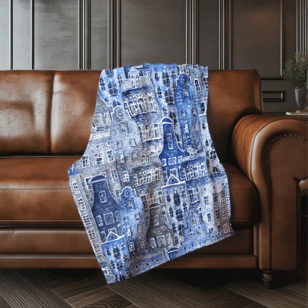 Premium Machine Washable ASB600 Blue 50" x 70" Sherpa Throw Blanket. Picture 4