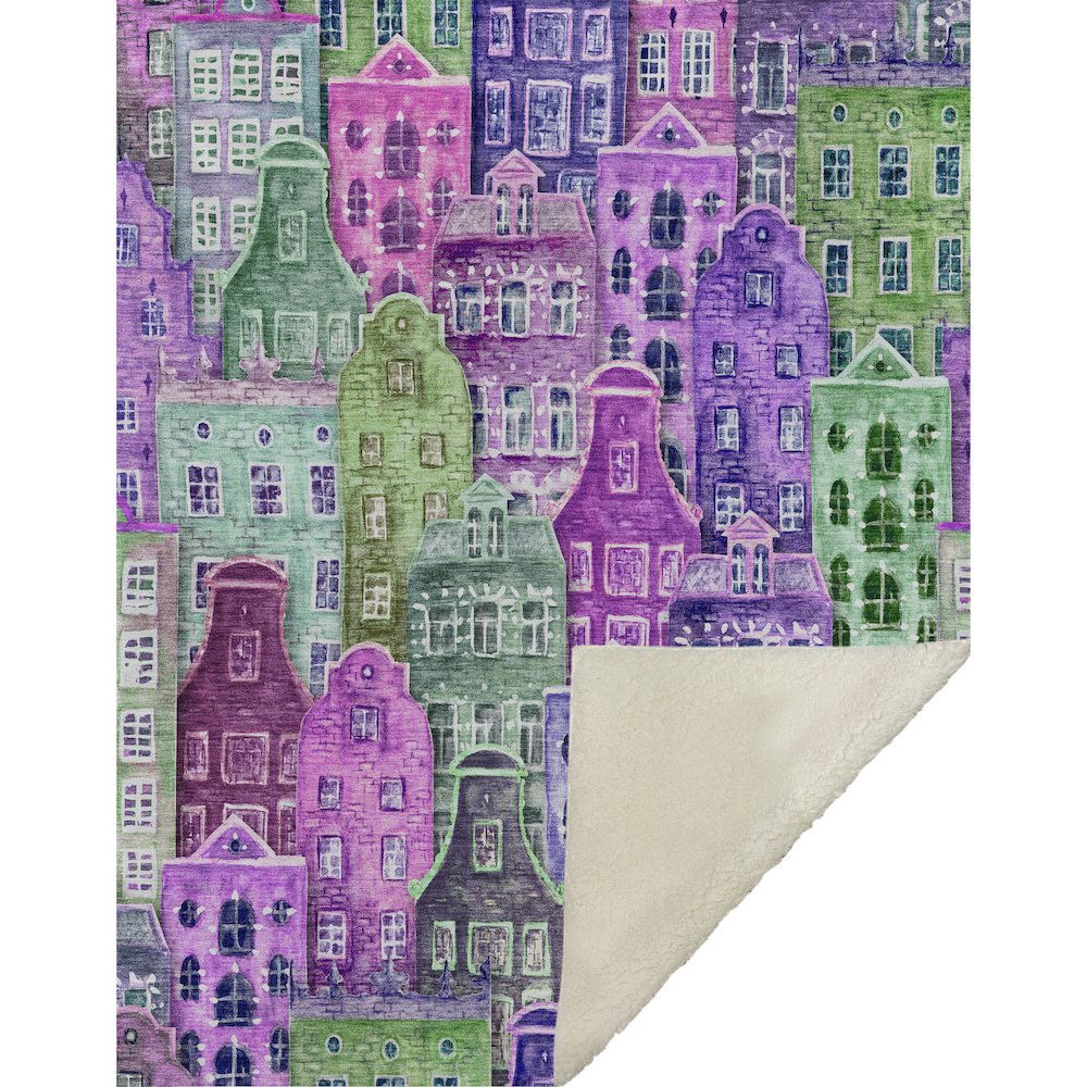 Premium Machine Washable ASB600 Purple 50" x 70" Sherpa Throw Blanket. Picture 1