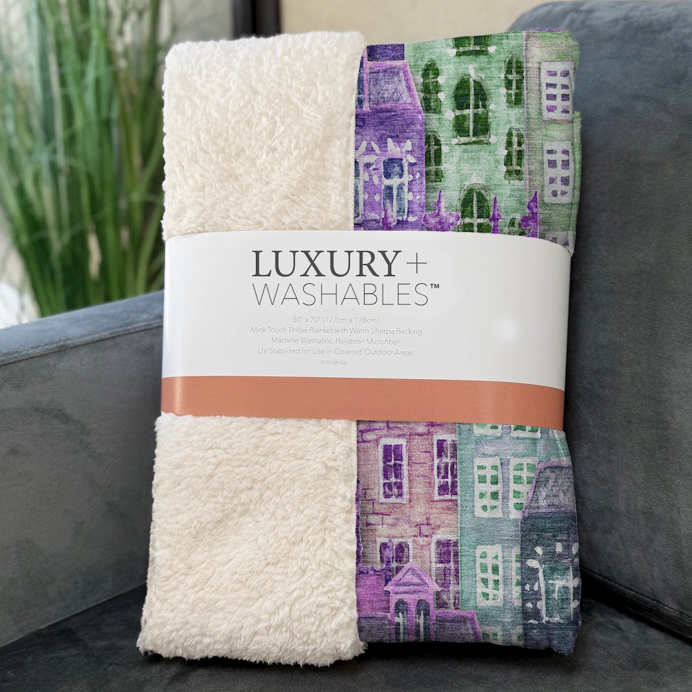 Premium Machine Washable ASB600 Purple 50" x 70" Sherpa Throw Blanket. Picture 3