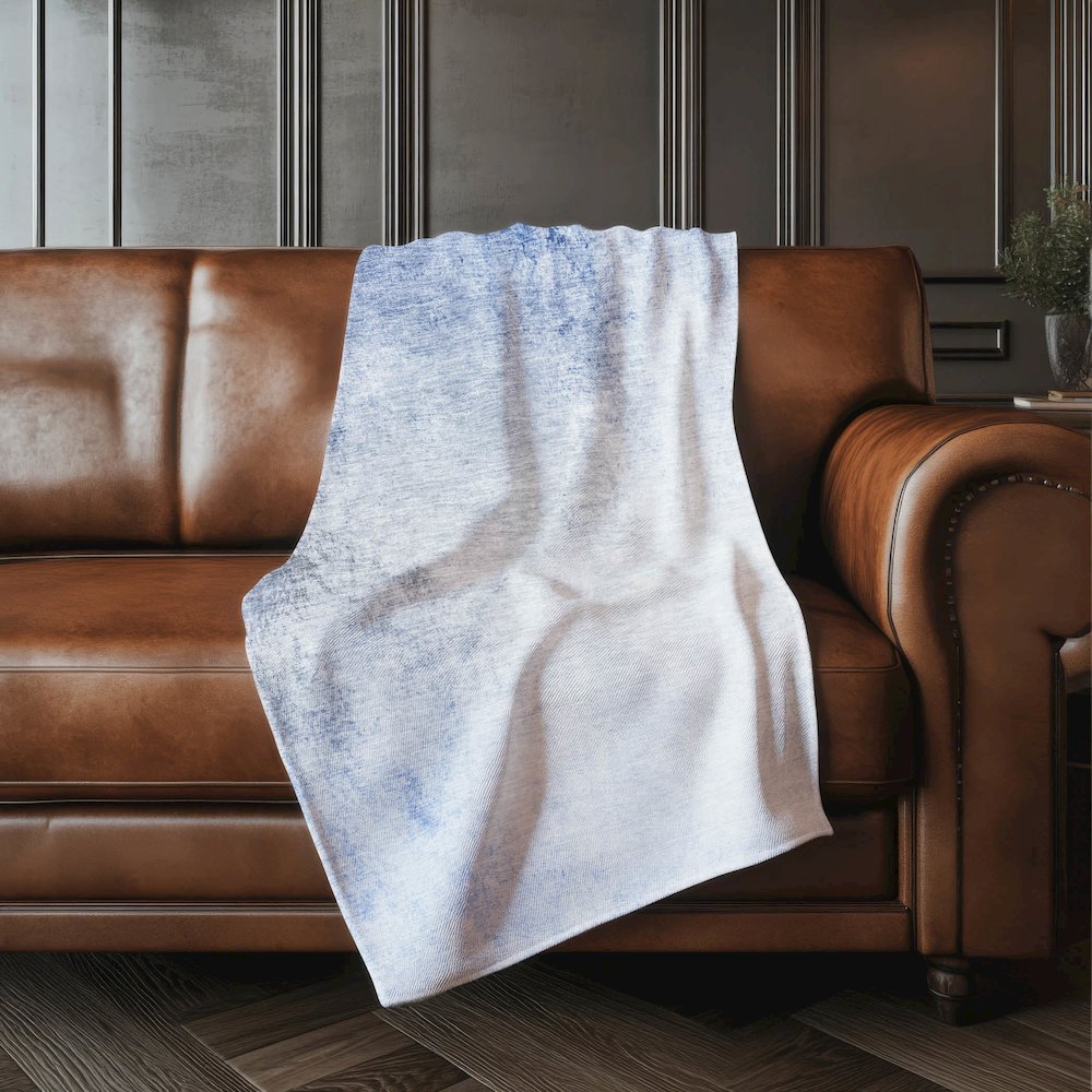 Premium Machine Washable ASB601 Blue 50" x 70" Sherpa Throw Blanket. Picture 4