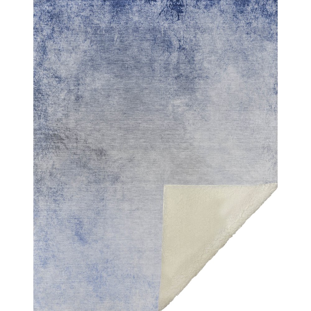 Premium Machine Washable ASB601 Blue 50" x 70" Sherpa Throw Blanket. Picture 1