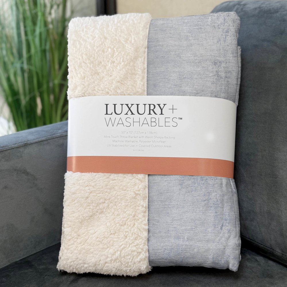 Premium Machine Washable ASB601 Blue 50" x 70" Sherpa Throw Blanket. Picture 3