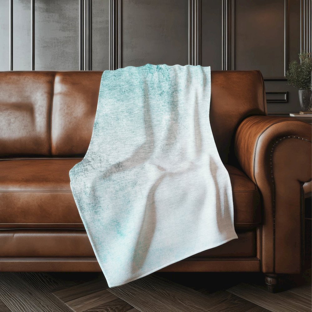 Premium Machine Washable ASB601 Teal 50" x 70" Sherpa Throw Blanket. Picture 4