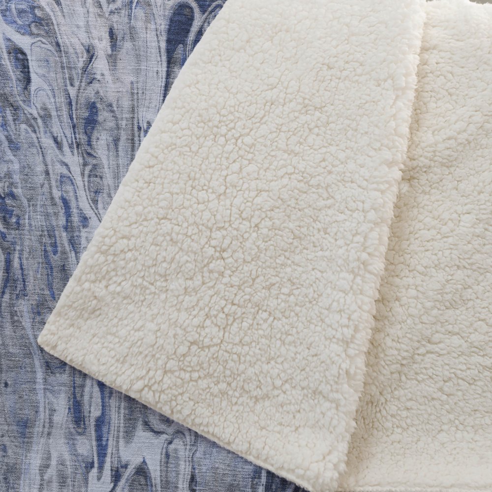 Premium Machine Washable ASB602 Blue 50" x 70" Sherpa Throw Blanket. Picture 2