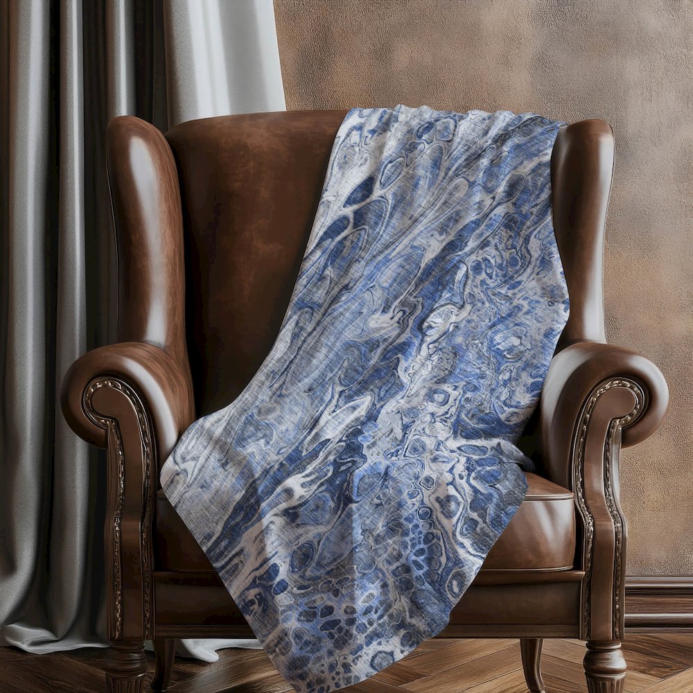 Premium Machine Washable ASB602 Blue 50" x 70" Sherpa Throw Blanket. Picture 5
