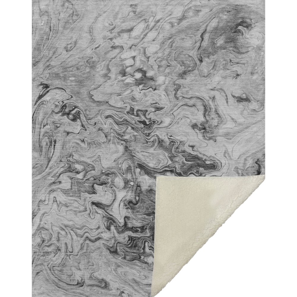 Premium Machine Washable ASB603 Gray 50" x 70" Sherpa Throw Blanket. Picture 1