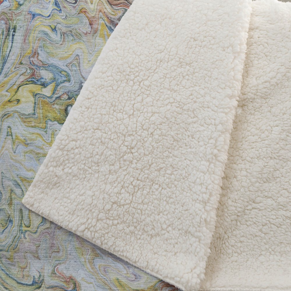 Premium Machine Washable ASB603 Ivory 50" x 70" Sherpa Throw Blanket. Picture 2
