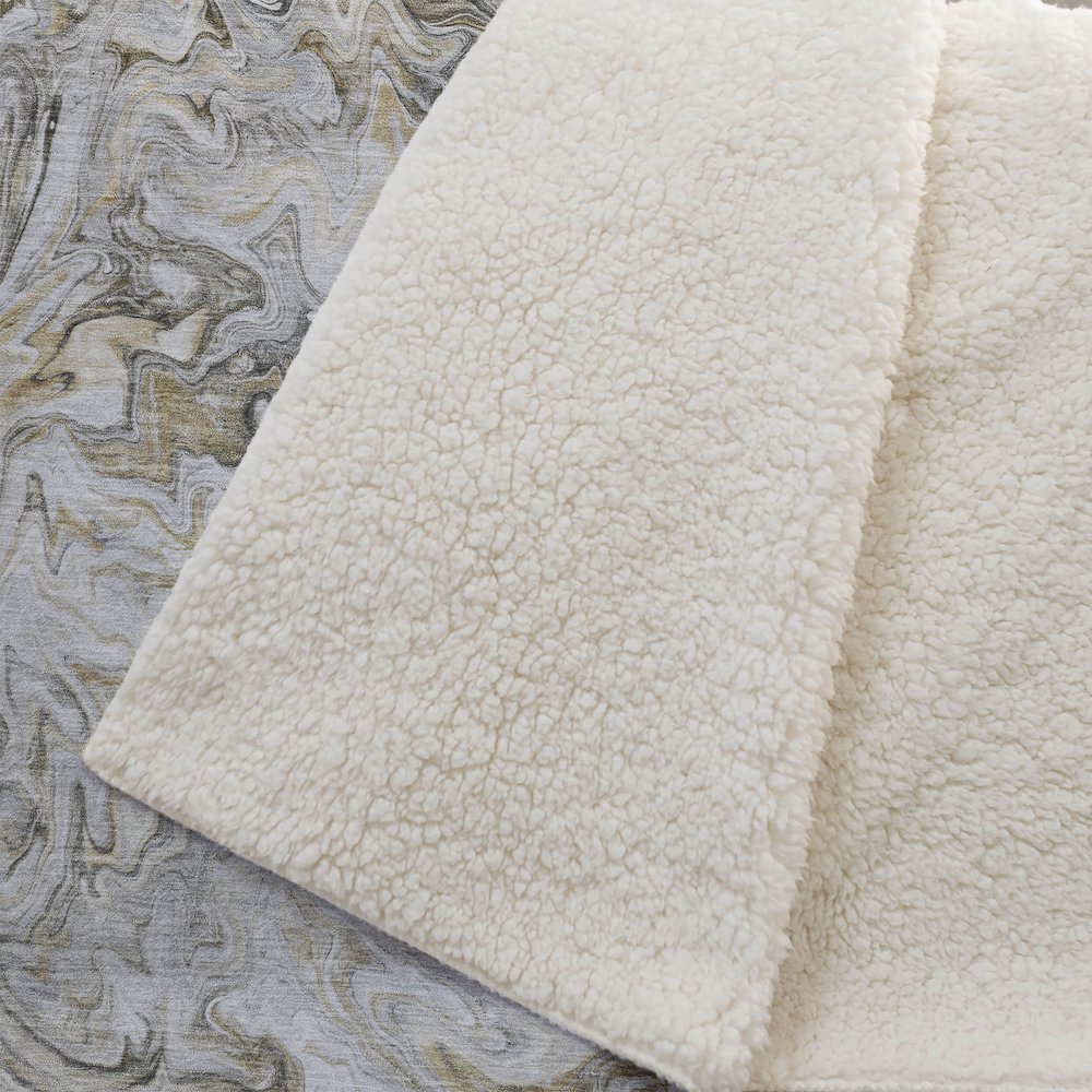 Premium Machine Washable ASB603 Taupe 50" x 70" Sherpa Throw Blanket. Picture 2