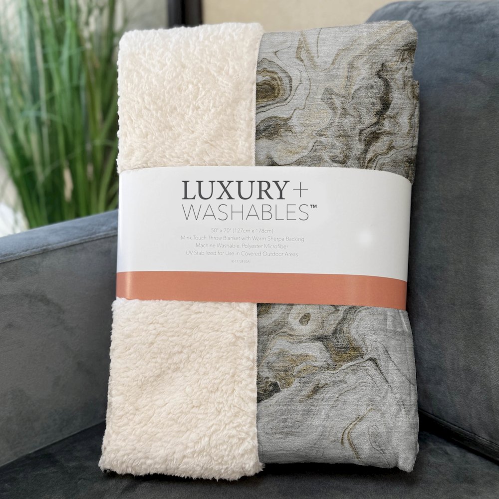 Premium Machine Washable ASB603 Taupe 50" x 70" Sherpa Throw Blanket. Picture 3