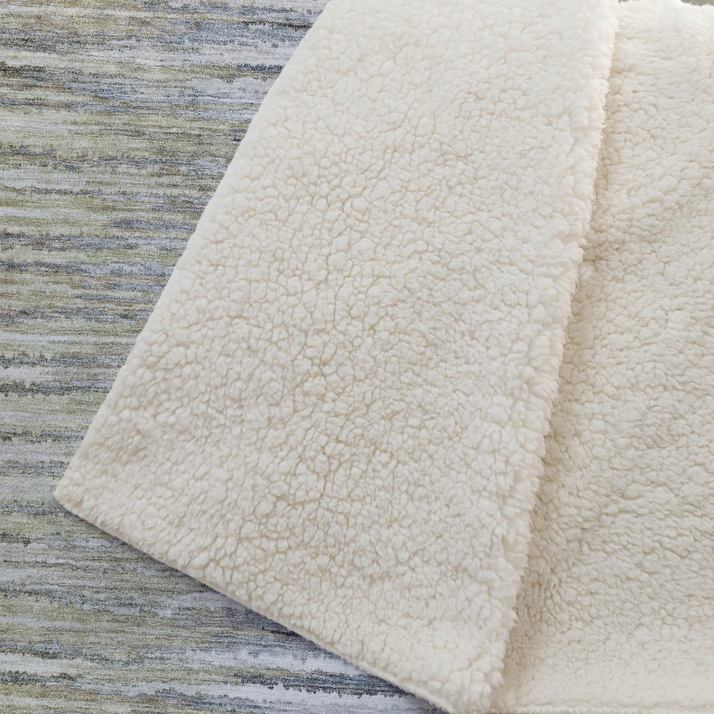 Premium Machine Washable ASB604 Beige 50" x 70" Sherpa Throw Blanket. Picture 2
