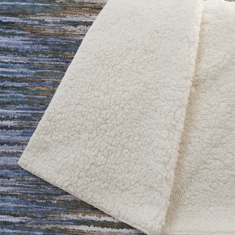 Premium Machine Washable ASB604 Blue 50" x 70" Sherpa Throw Blanket. Picture 2
