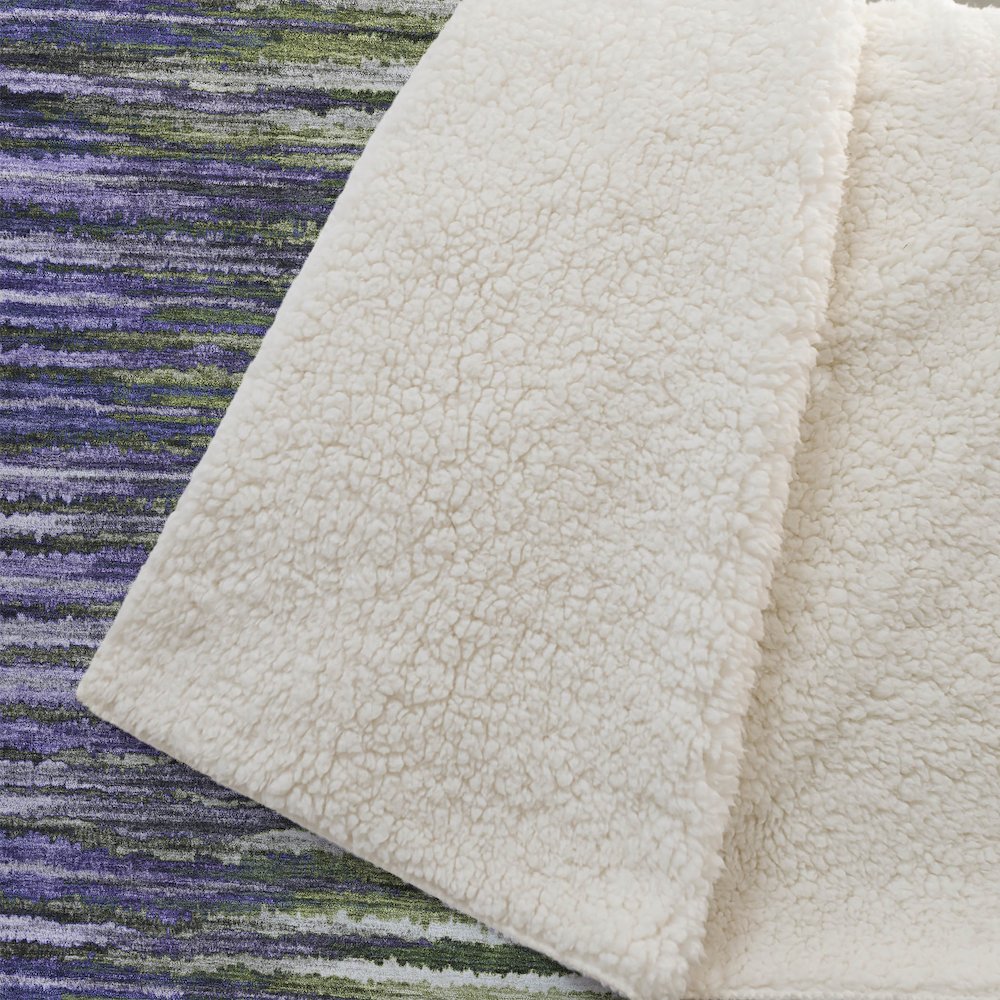 Premium Machine Washable ASB604 Purple 50" x 70" Sherpa Throw Blanket. Picture 2