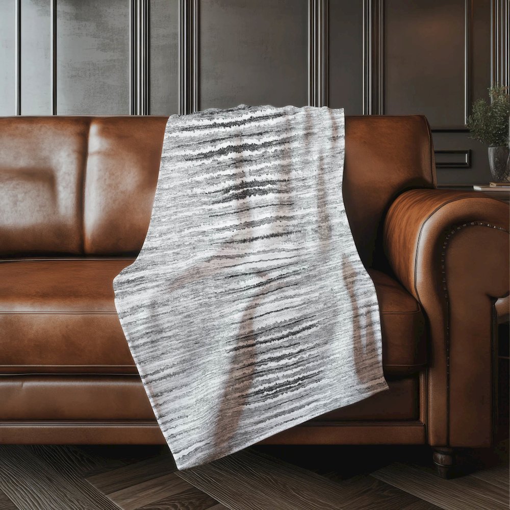 Premium Machine Washable ASB604 Silver 50" x 70" Sherpa Throw Blanket. Picture 4