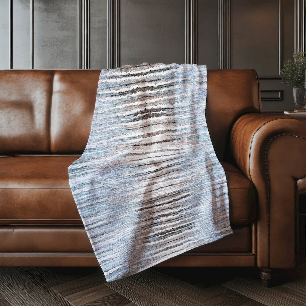 Premium Machine Washable ASB604 Sky 50" x 70" Sherpa Throw Blanket. Picture 4