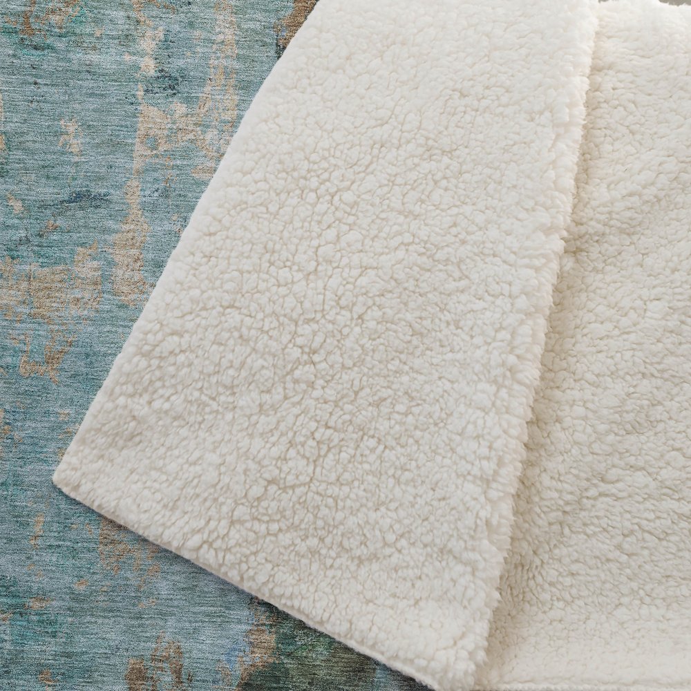 Premium Machine Washable ASB605 Blue 50" x 70" Sherpa Throw Blanket. Picture 2