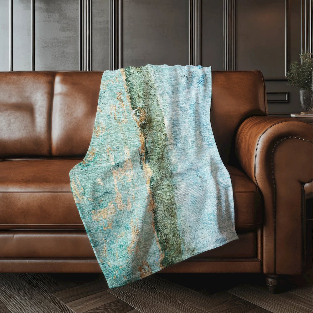 Premium Machine Washable ASB605 Blue 50" x 70" Sherpa Throw Blanket. Picture 4