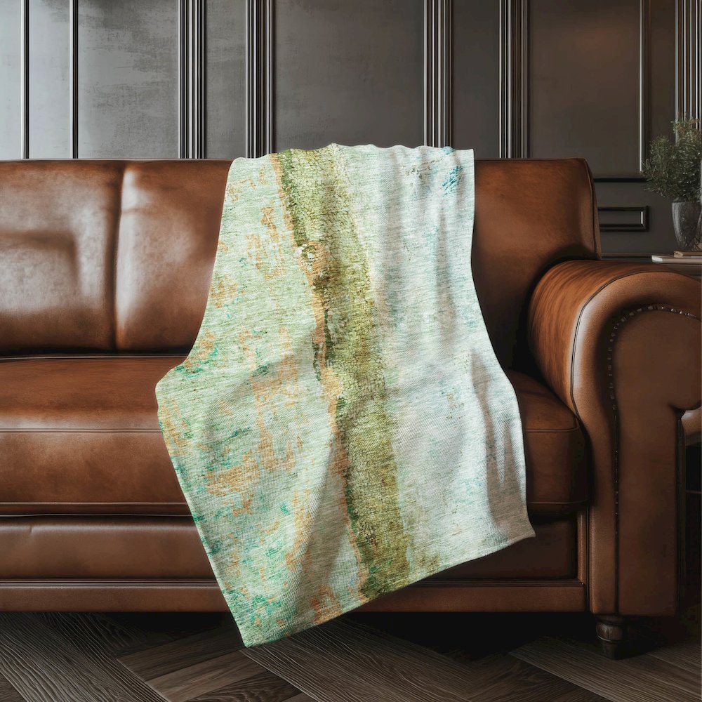 Premium Machine Washable ASB605 Green 50" x 70" Sherpa Throw Blanket. Picture 4