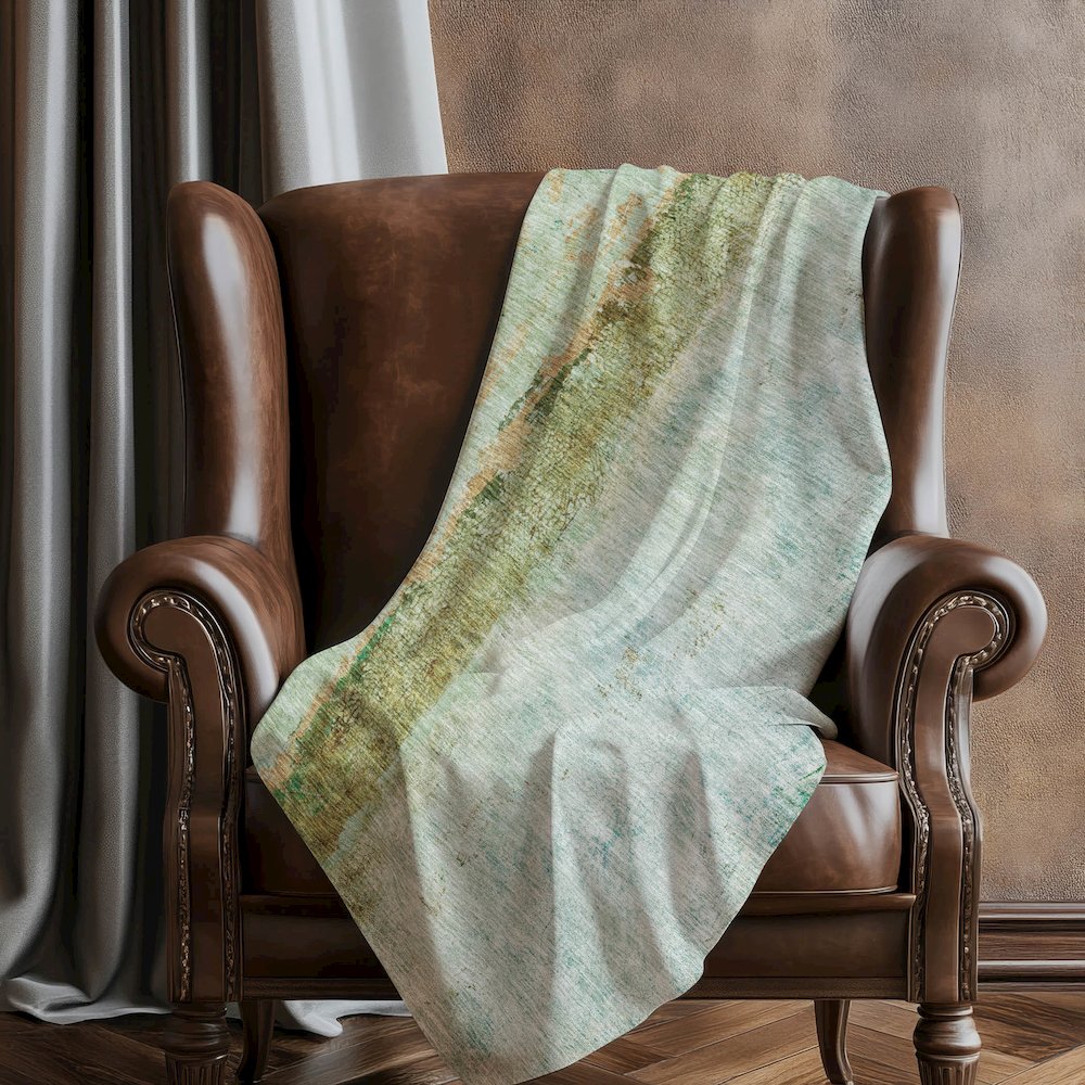 Premium Machine Washable ASB605 Green 50" x 70" Sherpa Throw Blanket. Picture 5