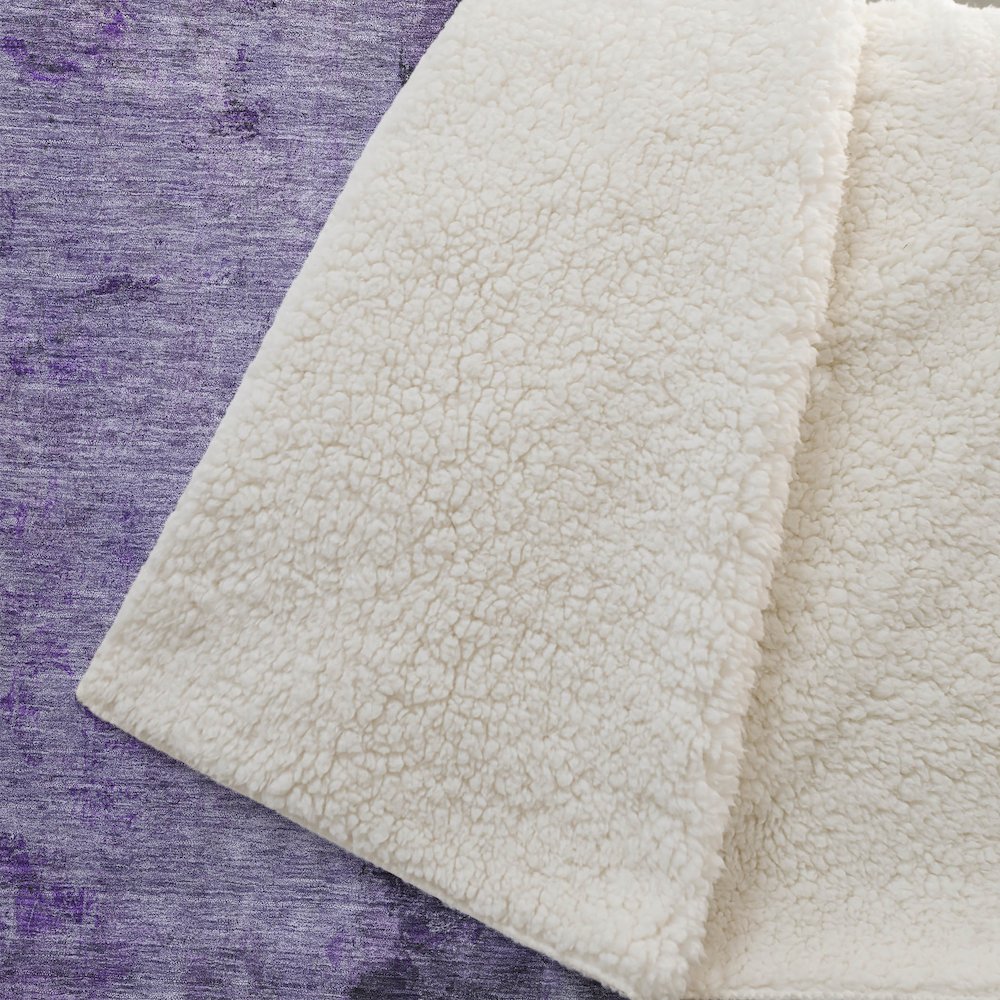 Premium Machine Washable ASB605 Purple 50" x 70" Sherpa Throw Blanket. Picture 2