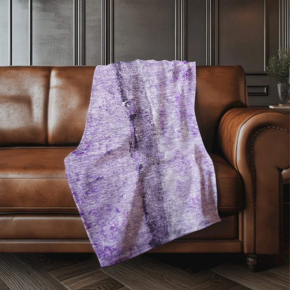 Premium Machine Washable ASB605 Purple 50" x 70" Sherpa Throw Blanket. Picture 4