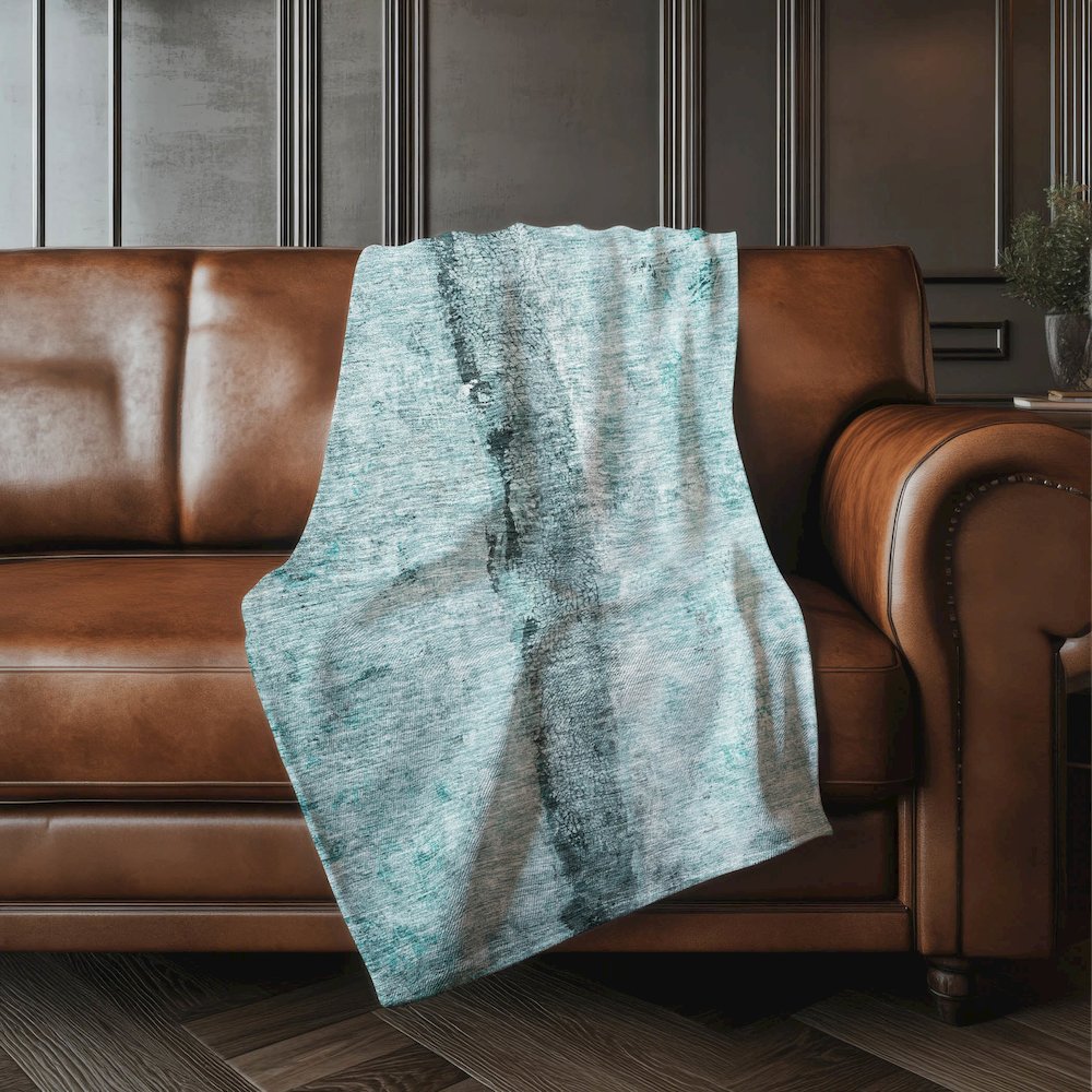 Premium Machine Washable ASB605 Teal 50" x 70" Sherpa Throw Blanket. Picture 4