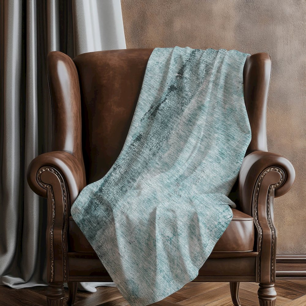 Premium Machine Washable ASB605 Teal 50" x 70" Sherpa Throw Blanket. Picture 5