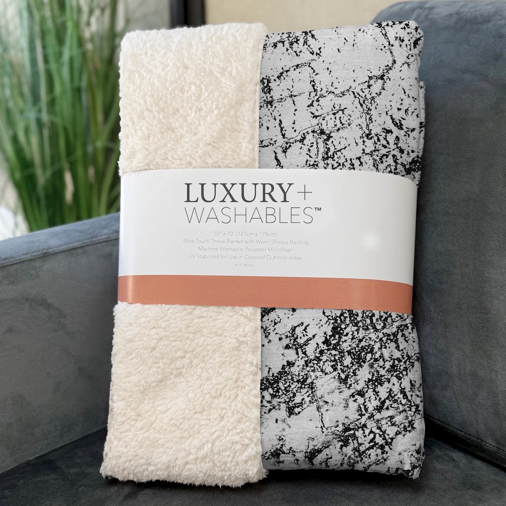 Premium Machine Washable ASB606 Black 50" x 70" Sherpa Throw Blanket. Picture 3