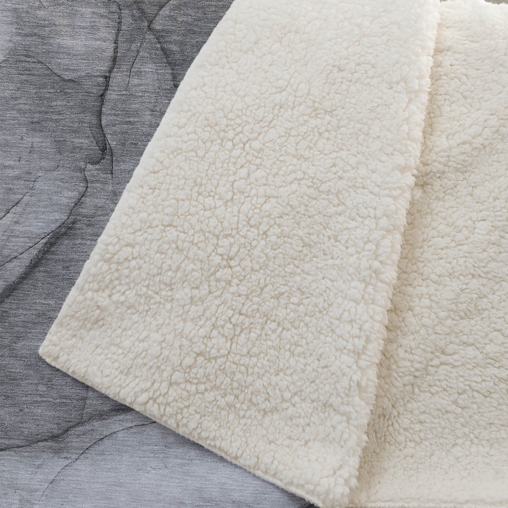 Premium Machine Washable ASB607 Gray 50" x 70" Sherpa Throw Blanket. Picture 2